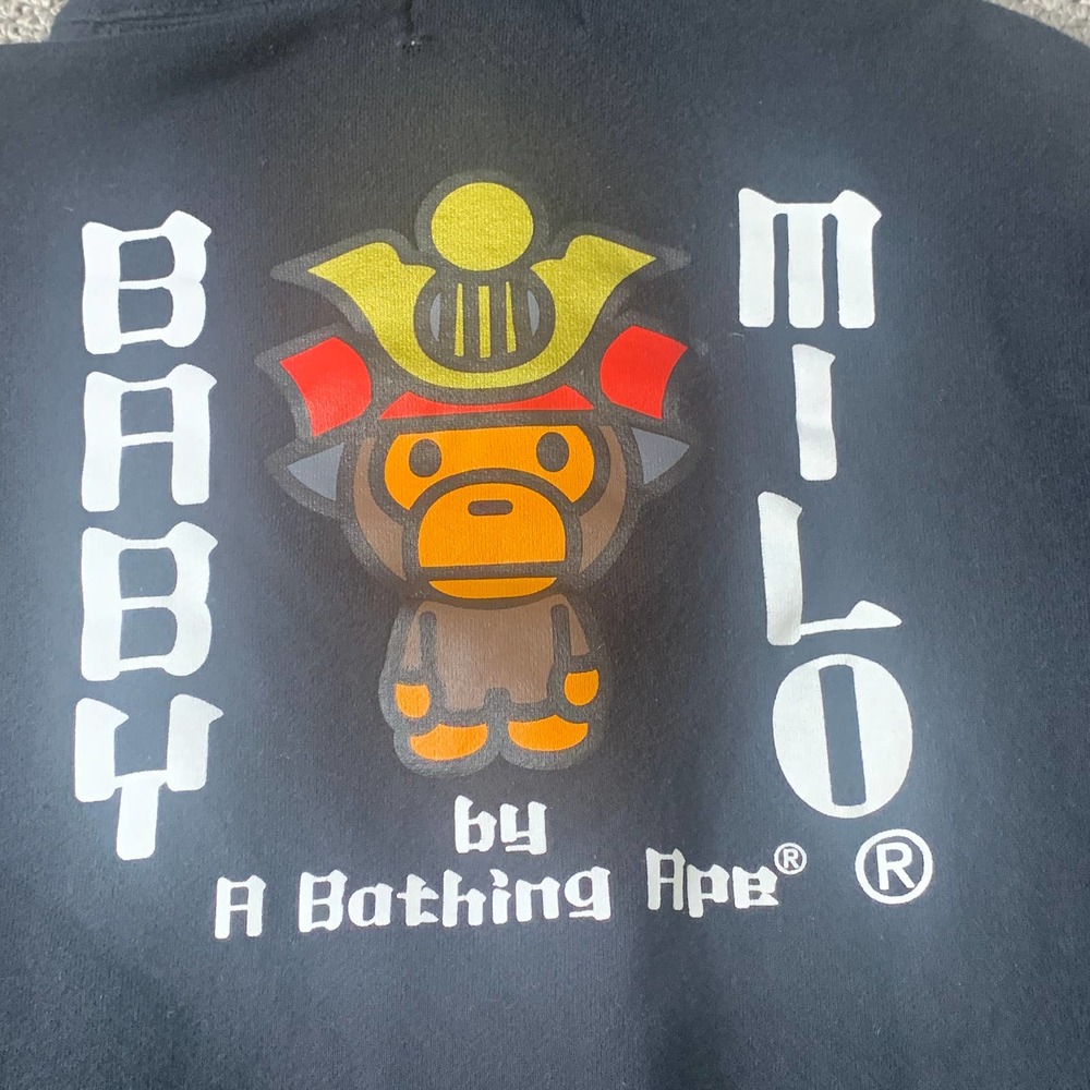 A Bathing Ape Mens Hoodie Sweatshirt Size Small Black Baby Milo Full Zip‎ Pocket